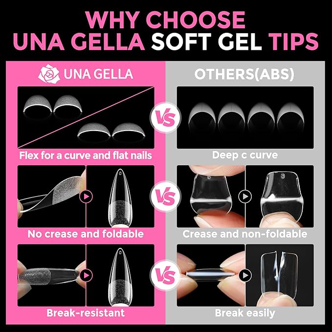 UNA GELLA Long Stiletto Gel Nail Tips: 216pcs Halloween Stiletto Almond Fake - Image 6