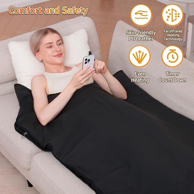 Infrared Sauna Blanket for Home: Skin-Friendly PVC Leather Large Portable - Image 3