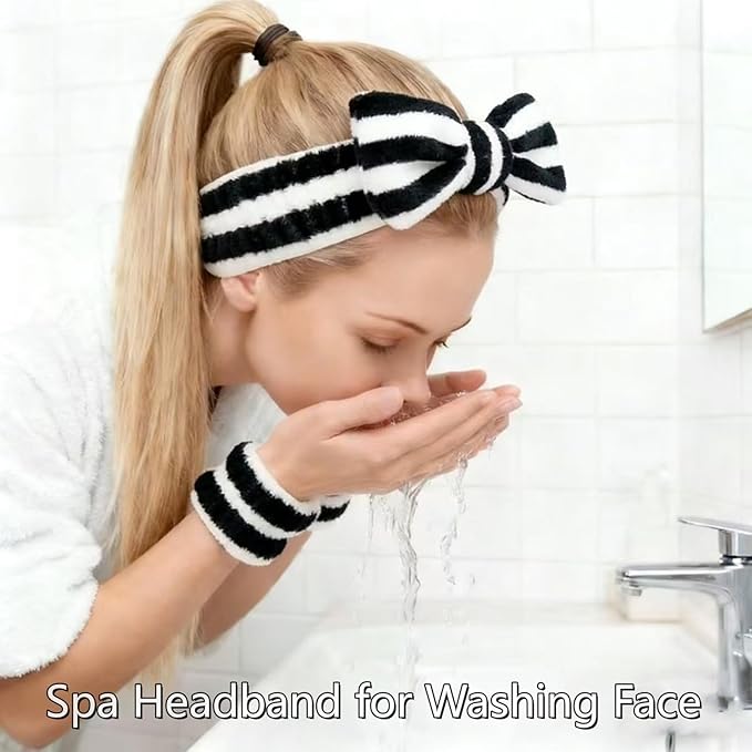 7 Pcs Spa Set, Facial Headband and Wristband Set, Skincare Accessories - Image 4
