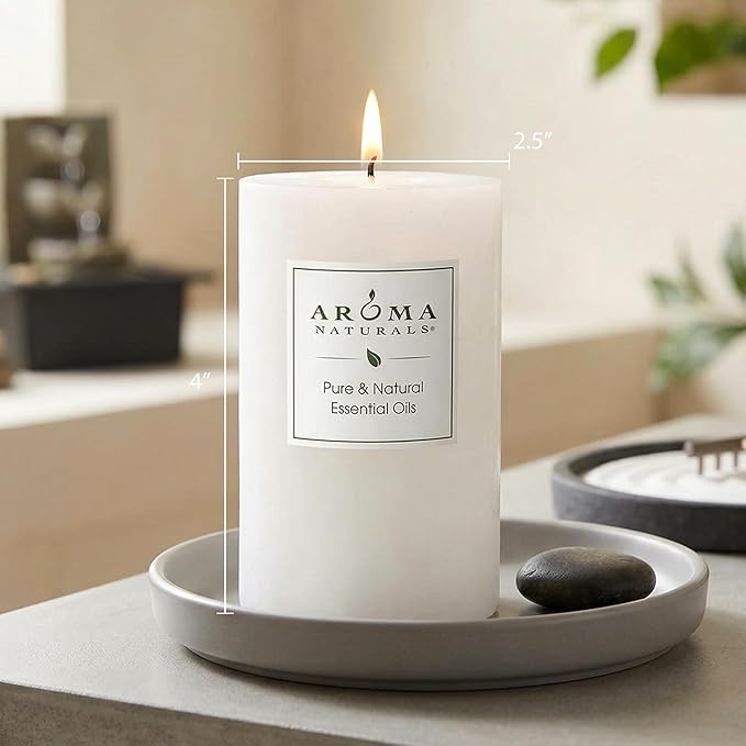 Aroma Naturals Patchouli and Frankincense Essential Oil White Scented Pillar - Image 9
