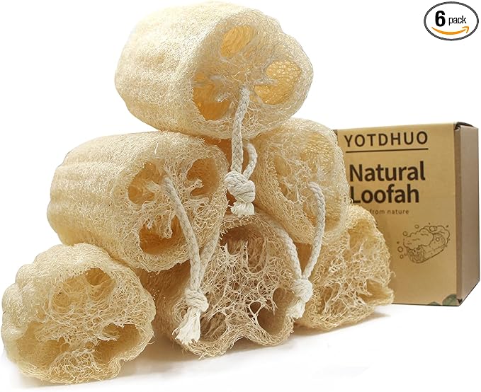 Natural loofah Sponges Exfoliating Body Scrubber, Real Luffa Unveil Your Skin's by YOTDHUO
