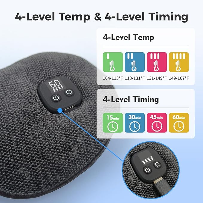 Heated Eye Mask for Dry Eyes, Cordless Warm Eye Compress, 4 Heat Levels - Image 3