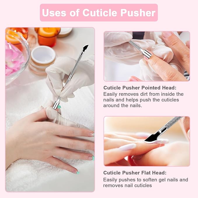 HOFASON 2PCS Cuticle Pushers and Nail Polish Remover, Stainless Triangle Nail - Image 4