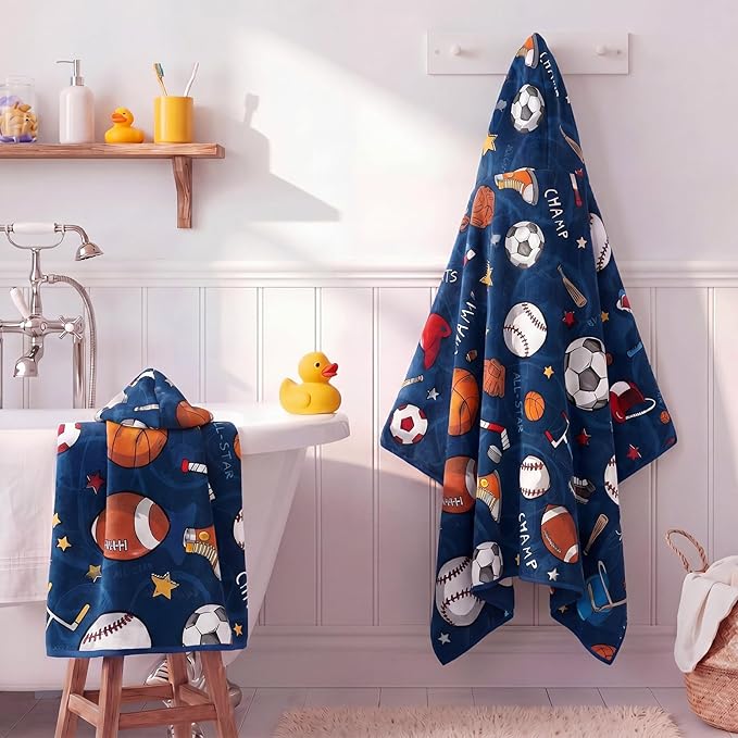 Peryiter 1 Pcs Ball Hooded Bath and Beach Towel 100% Cotton Pool Towels - Image 2