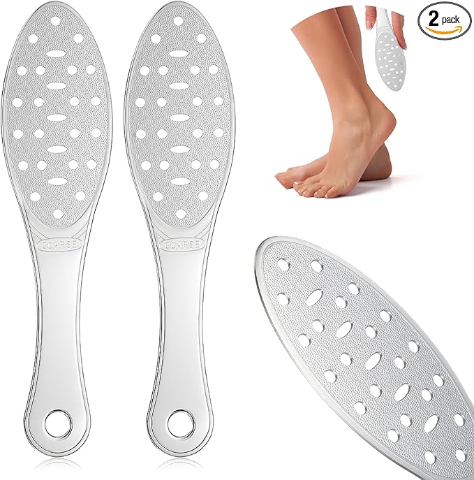 2 Pcs Stainless Steel Foot Scraper Metal Foot File Double Sided File Callus by Jutom