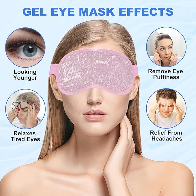 candyfouse 2Pack Cold Cooling Eye Mask, Reusable Hot Colder Therapy Gel Bead - Image 5