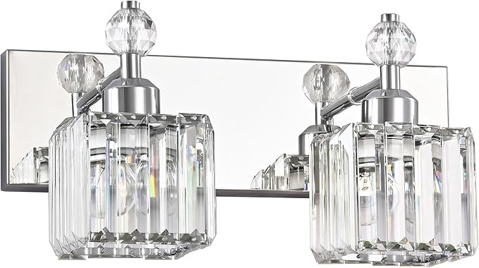 PRESDE Crystal 2 Light Bathroom Vanity Lights Chrom Bathroom Lights Fixtures by HOME