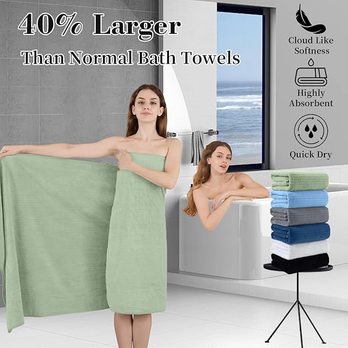 Extra Large Bath Sheet Set of 4, Ultra Soft Fluffy Towel, 35”x 70”Oversized - Image 3