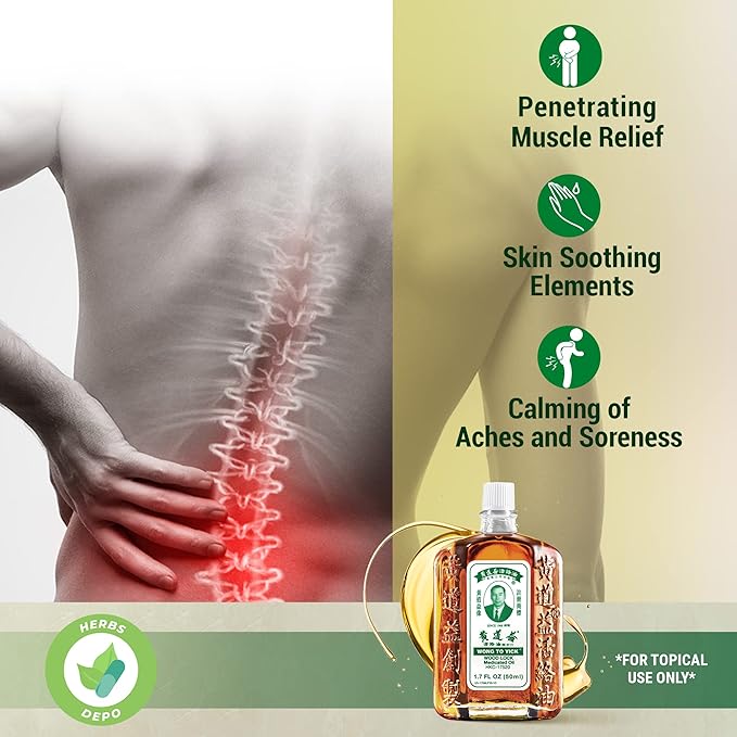 Wong to Yick - Wood Lock Medicated Oil - Herbal Pain Relief - Image 3