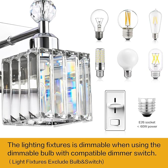 PRESDE Crystal 4 Light Bathroom Vanity Lights Chrom Vanity Light - Image 7