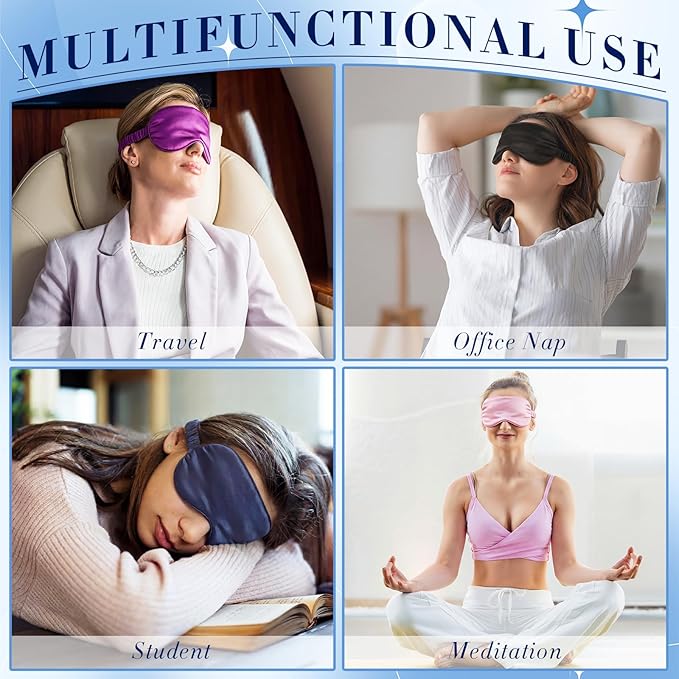 Cutecrop 12 Pcs Silk Sleep Masks Soft Satin Eye Masks - Image 3