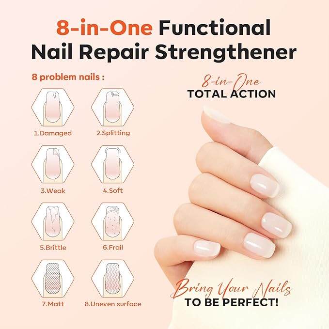 modelones Nail Strengthener and Growth Clear Gel Top Coat Nail Polish Cuticle - Image 3