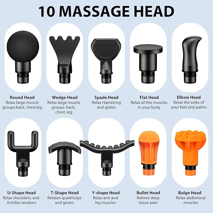 TOLOCO Massage Gun, Back Massager 10 Replacement Head - Image 5