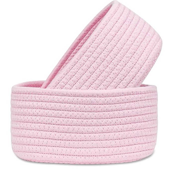 【2 Pack】ABenkle Small Woven Baskets, Tiny Oval Shallow Storage Baskets by ABenkle