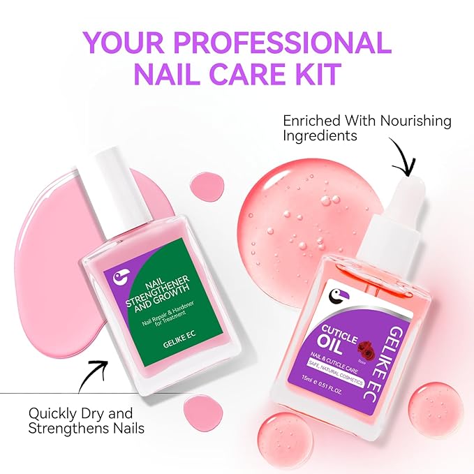 Gelike EC Colorful Nail Growth Kit: Pink Nail Hardener & Rose Nail Growth Oil - Image 6