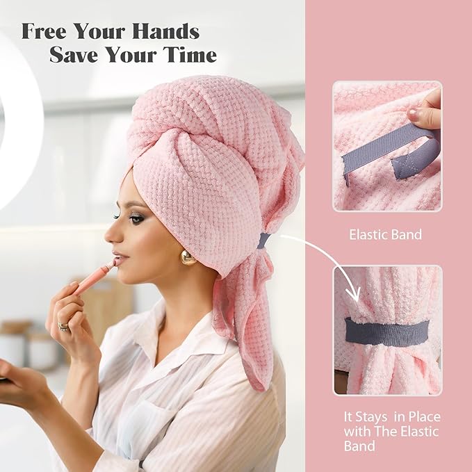 MABAO 2 Pack Microfiber Hair Towel Wrap - Image 4