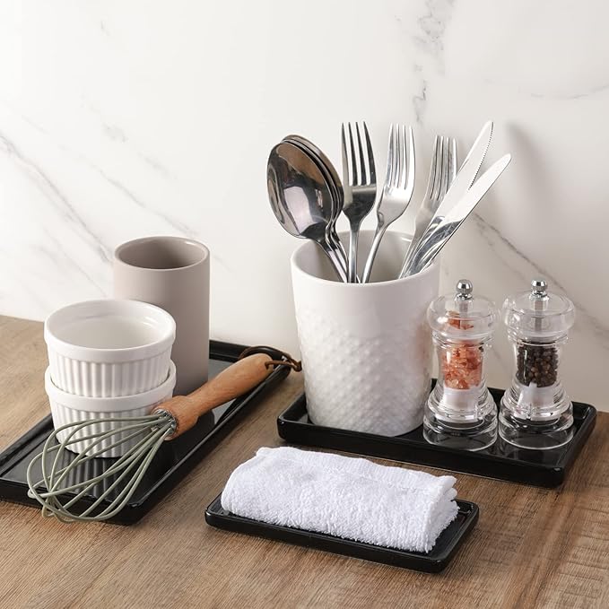 Gurygo 10" Bathroom Tray, Ceramic Vanity Tray - Image 5