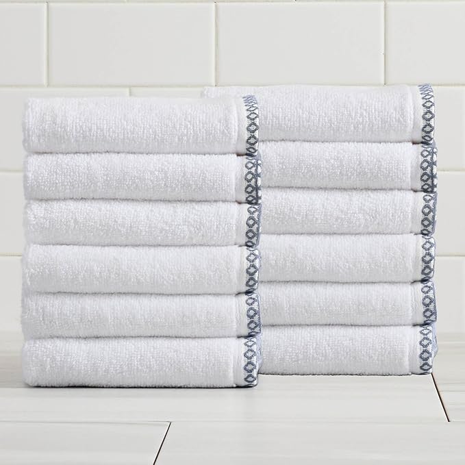 Great Bay Home Blue/White Washcloth Set by GreatBayHome