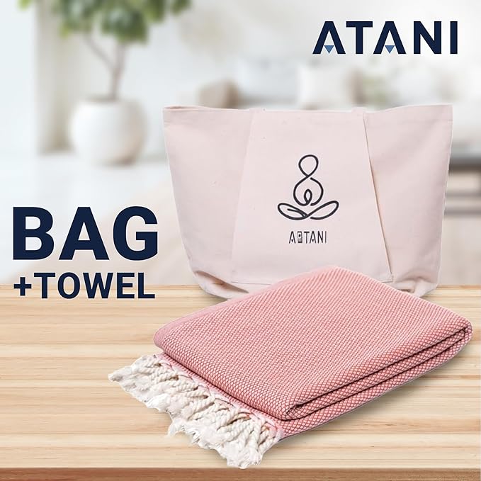 ATANI 69x35 in Oversized Turkish Beach Towel Set - Image 2