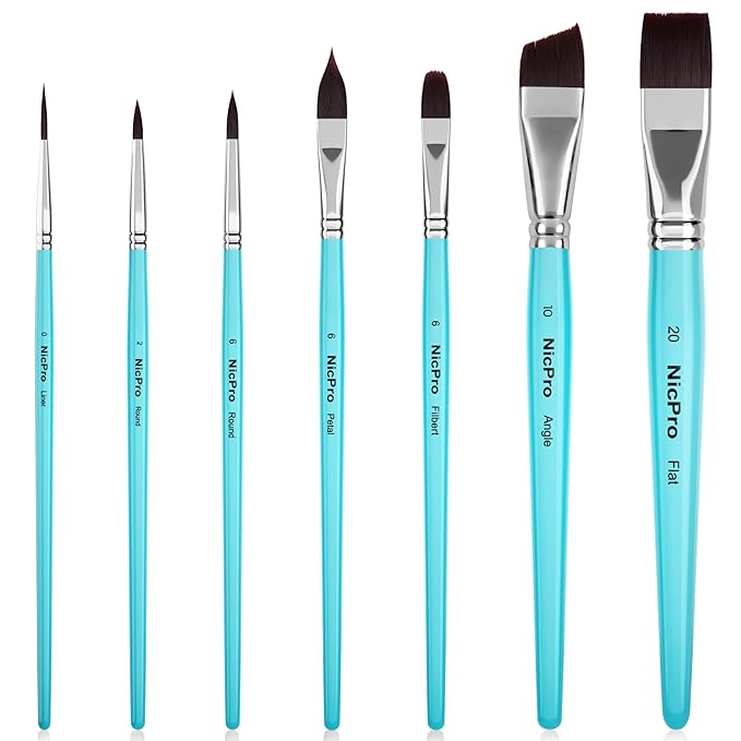 Nicpro Face Paint Brush Set, Synthetic Nylon Hair Makeup Paintbrush Kit by Nicpro