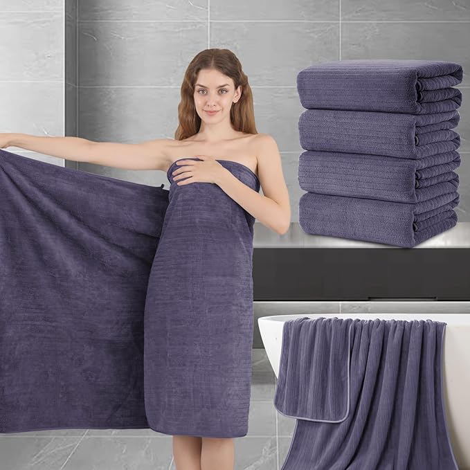 Extra Large Bath Sheet Set of 4, Ultra Soft Fluffy Towel, 35”x 70”Oversized by JessyHome