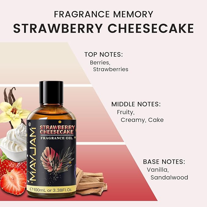 Strawberry Cheesecake Fragrance Oil Essential Oil, MAYJAM 3.38FL.OZ Strawberry - Image 4