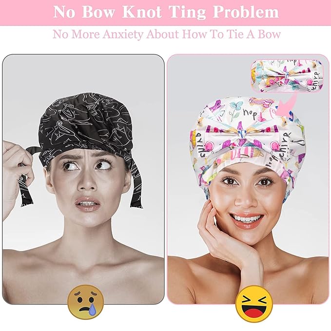 2 PCS Shower Caps, Reusable & Extra Large & Adjustable & Double Layer - Image 5