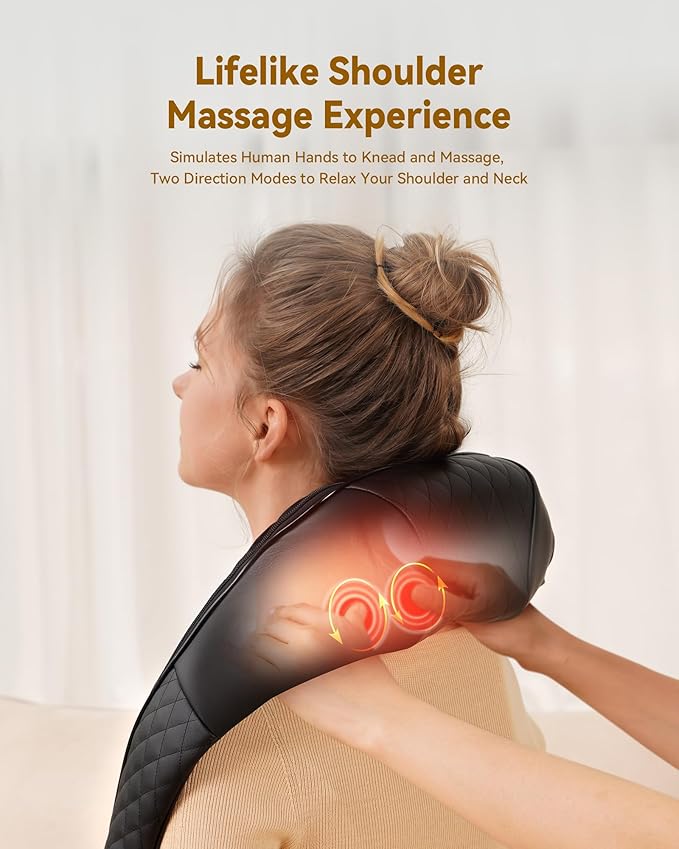 Neck Massager with Heat, Shiatsu Neck and Back Massager, 4D Deep Tissue Kneading - Image 5