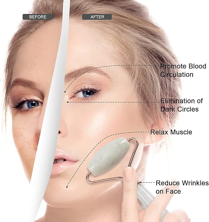 Jade Roller for Face, Facial Roller Massager Skin Care Tool, Gua Sha Facial - Image 3