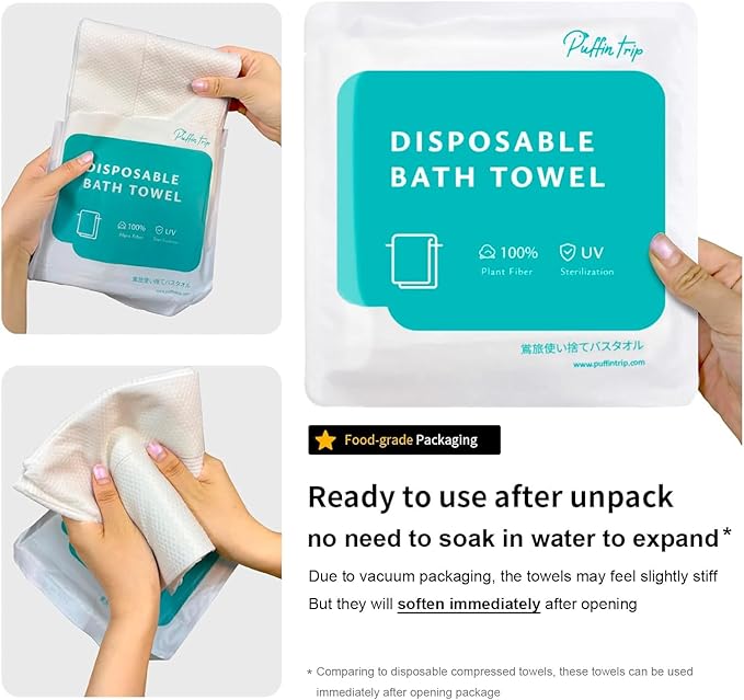 4 Pack Disposable Bath Towels Durable Large Portable Thicken Camping Towels - Image 2