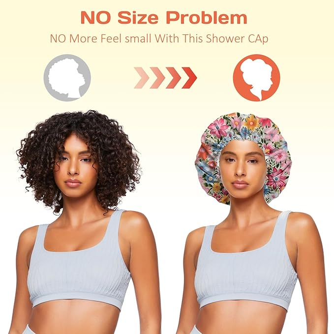 Shower Cap Reusable Double Layer Adjustable Elastic Waterproof EVA Hair Bath - Image 5