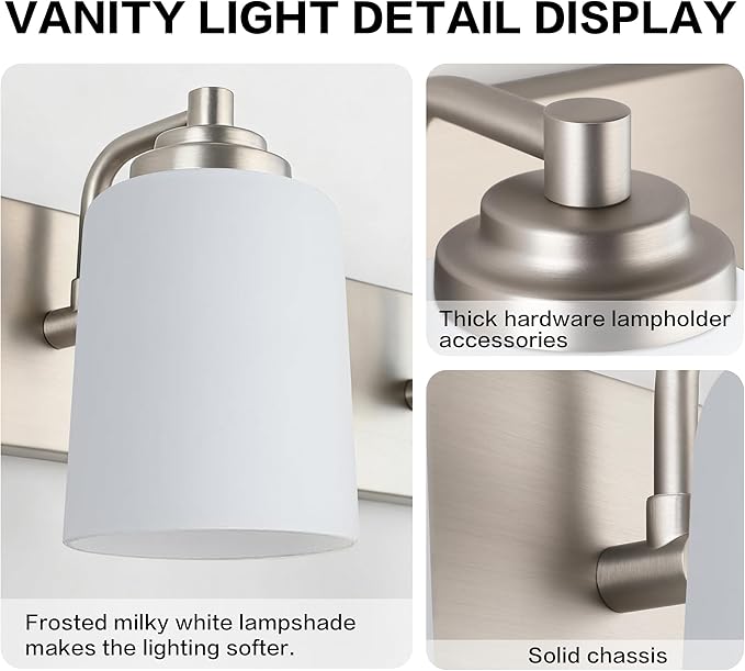 SOLFART Brushed Nickel Bathroom Vanity Light Vintage 4 Light Wall Light - Image 3