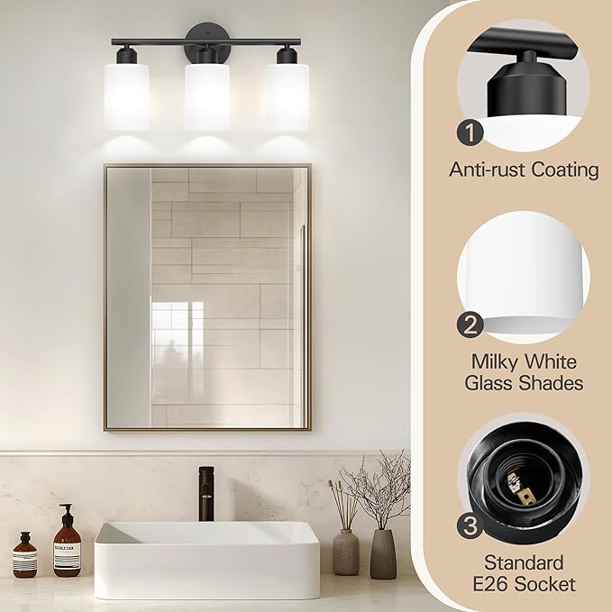 Espird Bathroom Vanity Light Fixtures Matte Black Bathroom Lighting Fixture - Image 5