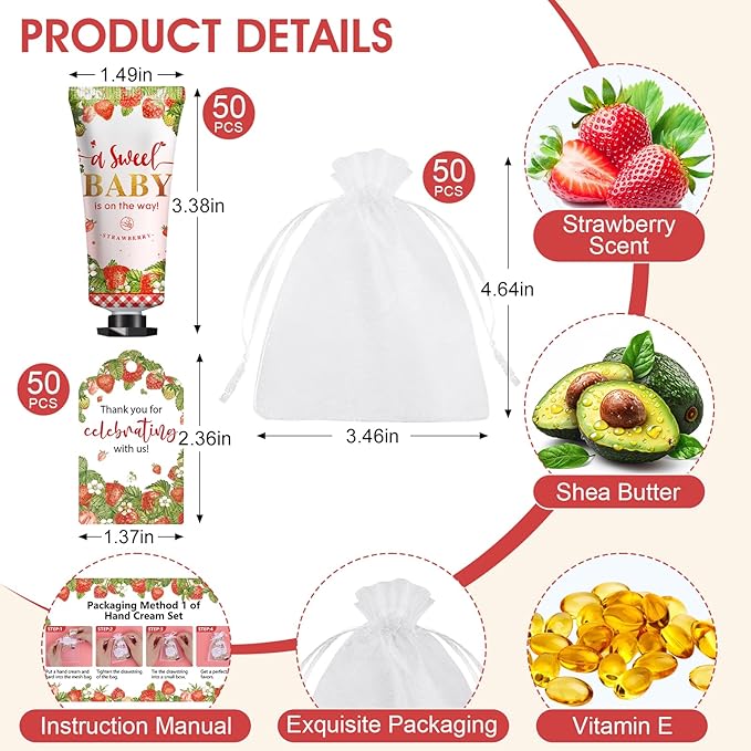 KONEUK 50 Pack Bulk Hand Cream Gifts Sets, Baby Shower Favors and Bridal Shower - Image 3