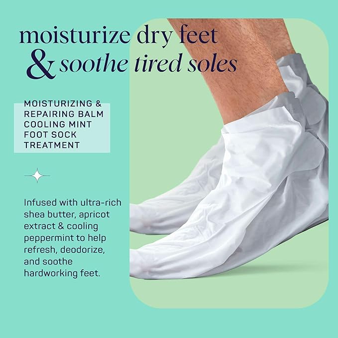 Spa Life Men's Cooling Mint Foot Repair Balm and Moisturizing Socks Set - Image 3
