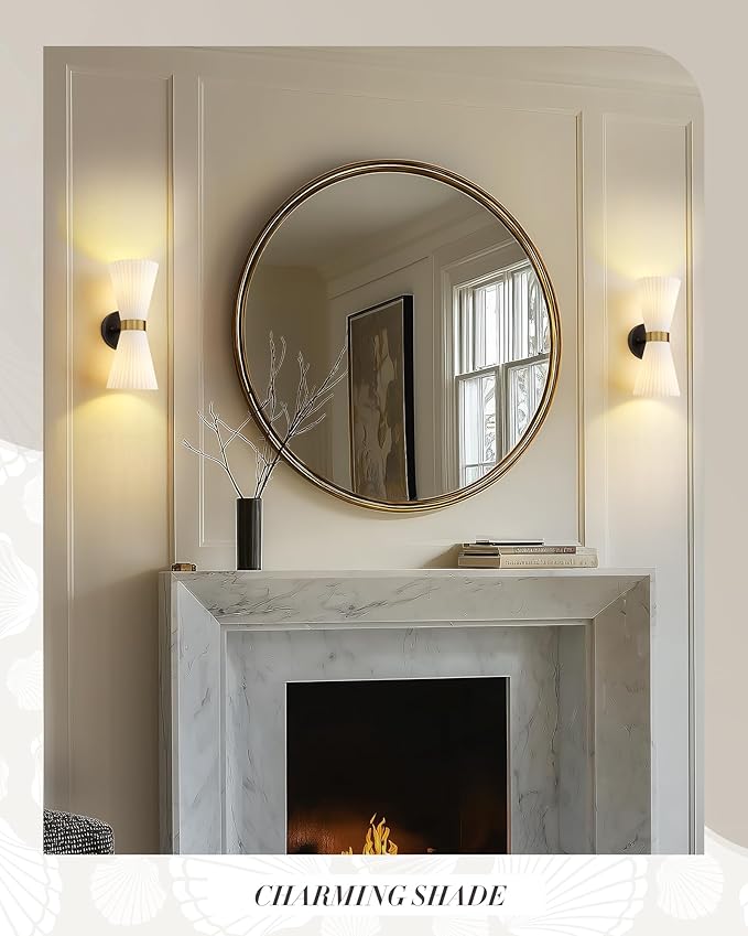 Wall Sconces Set of Two, HWH 14.3 Inch Black and Gold Bathroom Sconces - Image 6