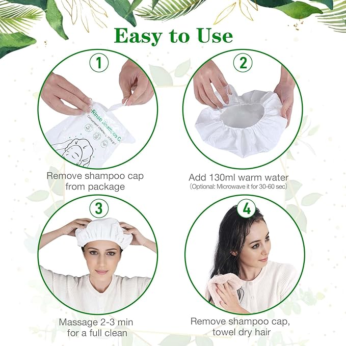 Shampoo Caps No Rinse, 6 Pack Waterless Shampoo Caps - Image 6