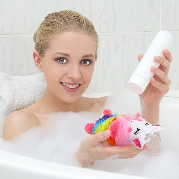 Tatuo 4 Pcs Animal Bath Loofahs Kids Body Loofah Cartoon Shower Cute Bath - Image 7