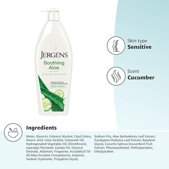 Jergens Soothing Aloe Body Lotion, Aloe Vera Body and Hand Moisturizer - Image 14
