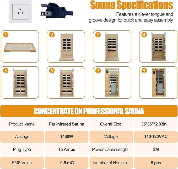 Far Infrared Sauna 1 Person Infrared Home Sauna Room 0-5mG Utra Low EMF Home - Image 7