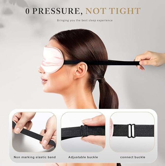 Eye Mask for Sleeping, 3 Pack Silk Sleep Masks for Women Men-Blindfold for - Image 3