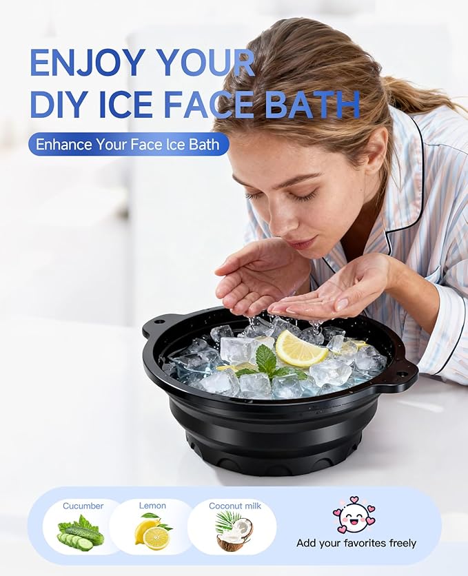 Face Bowl for Ice with Built-in Ice Tray – Collapsible Silicone Facial Ice Bath - Image 2
