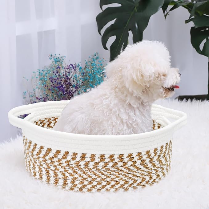 ABenkle Small Basket, Rope Room Shelf Storage Basket, Cat Dog Toys Basket Chest - Image 4