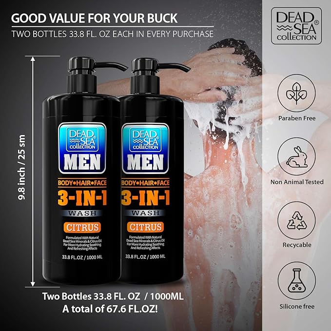 Dead Sea Collection Mens Body Wash 3 in 1 – Citrus Body Wash - Image 3