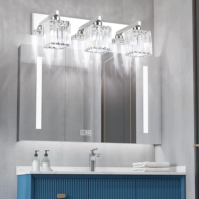 Aipsun Vanity Light Fixtures Crystal Bathroom Lighting Fixtures Chrome Vanity - Image 2