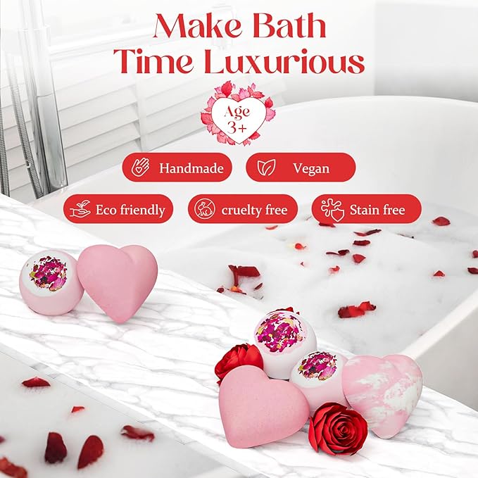 Valentines Bath Bombs Shower Steamers: Handmade Natural Bath Balls - Image 2