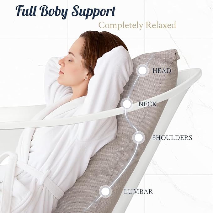 Luxury Bath Pillow for Bathtub, Soft & Comfortable Head Neck & Back Support - Image 2