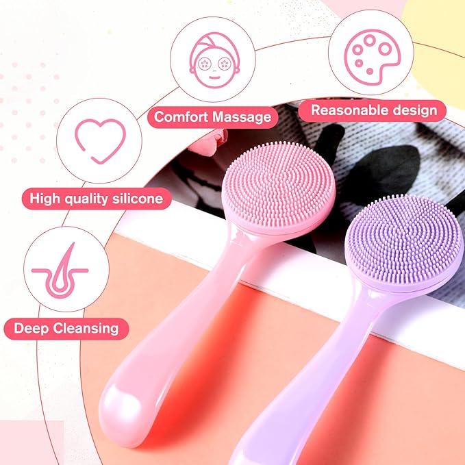 2 Pcs Face Scrubber Silicone Manual Facial Cleansing Brush Soft Facial Brushes - Image 3