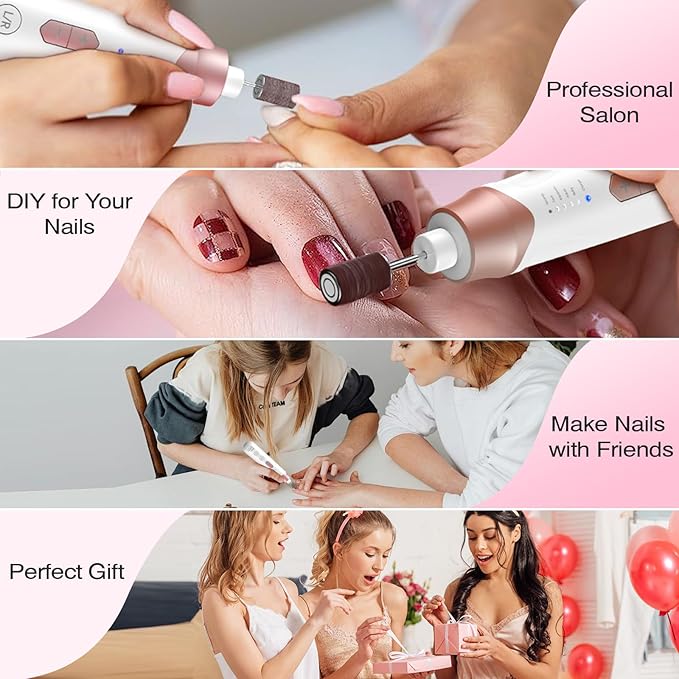 Professional Electric Nail Drill 2000mAH Portable Cordless Electric Nail File - Image 5