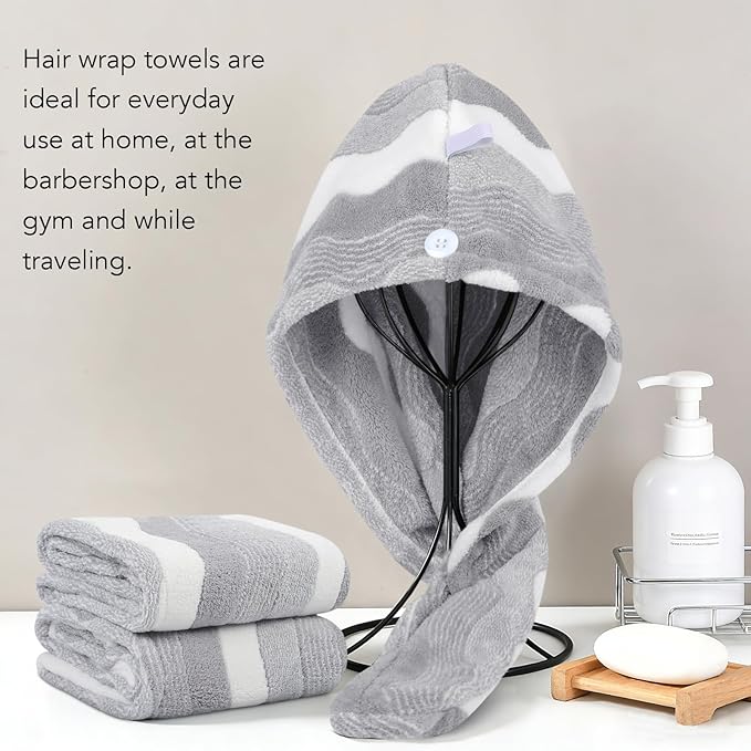 SINLAND Microfiber Hair Drying Cap Hair Towel Turban Twist - Image 5